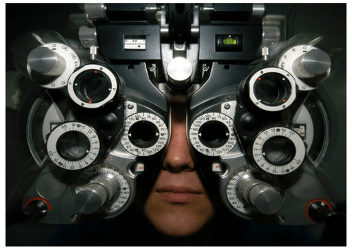 man getting his annual eye exam
