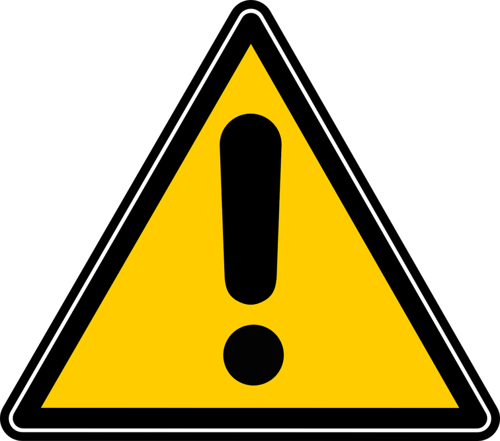 A yellow triangle with an exclamation point inside of it.
