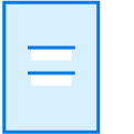 A blue and white icon of a paper with two lines on it.