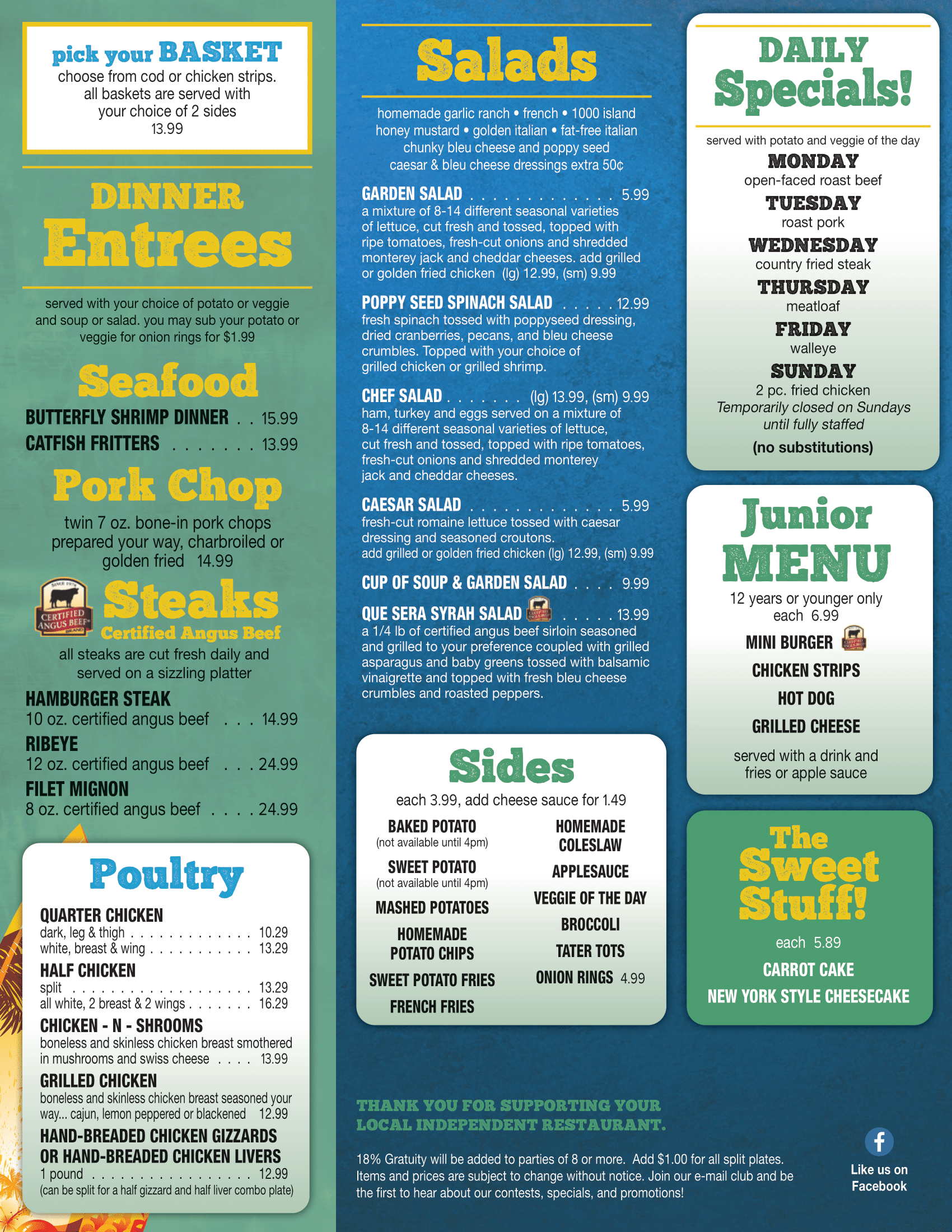 Menu | Boogie's Sports Bar & Grill