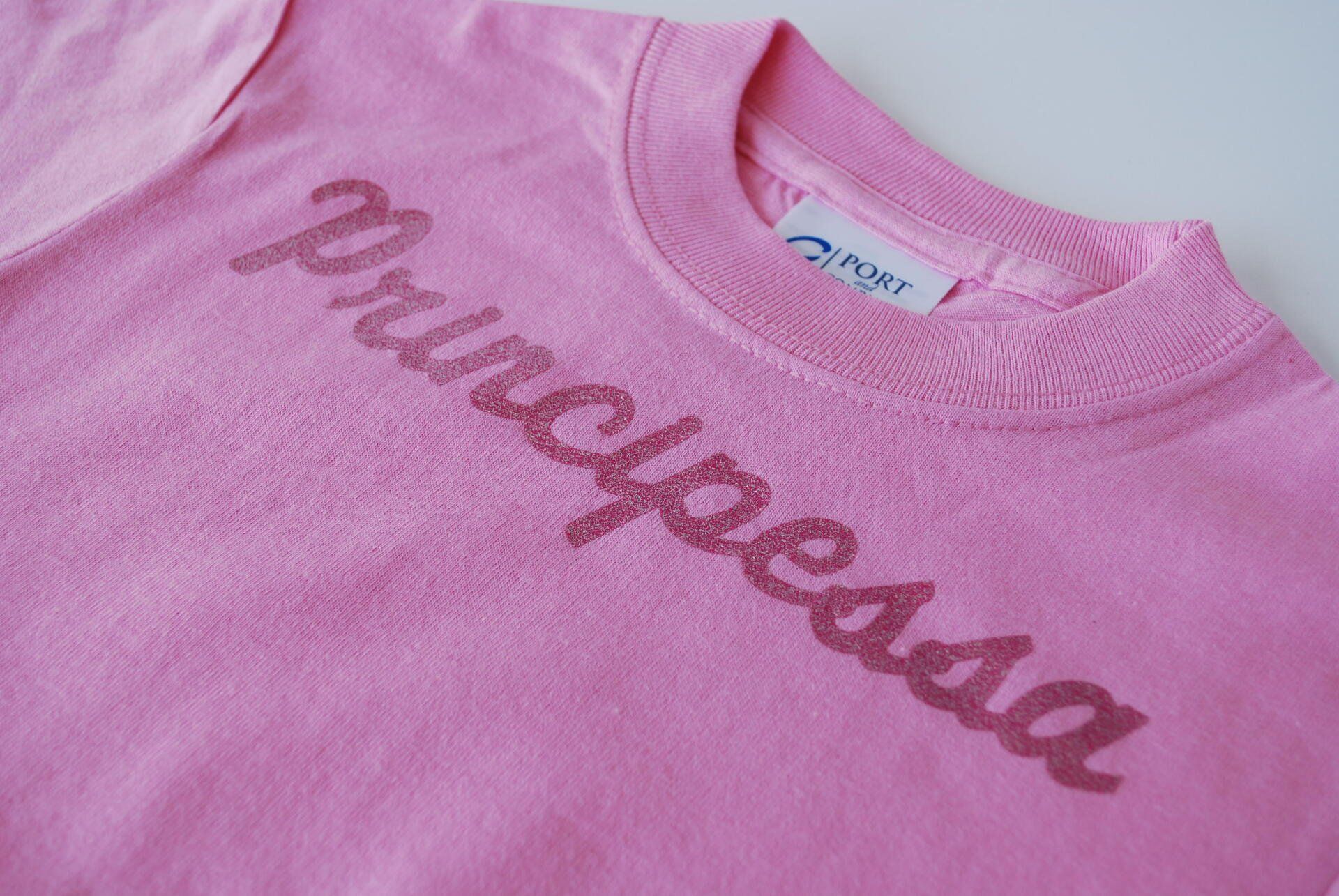 Pink t-shirt with heat press artwork