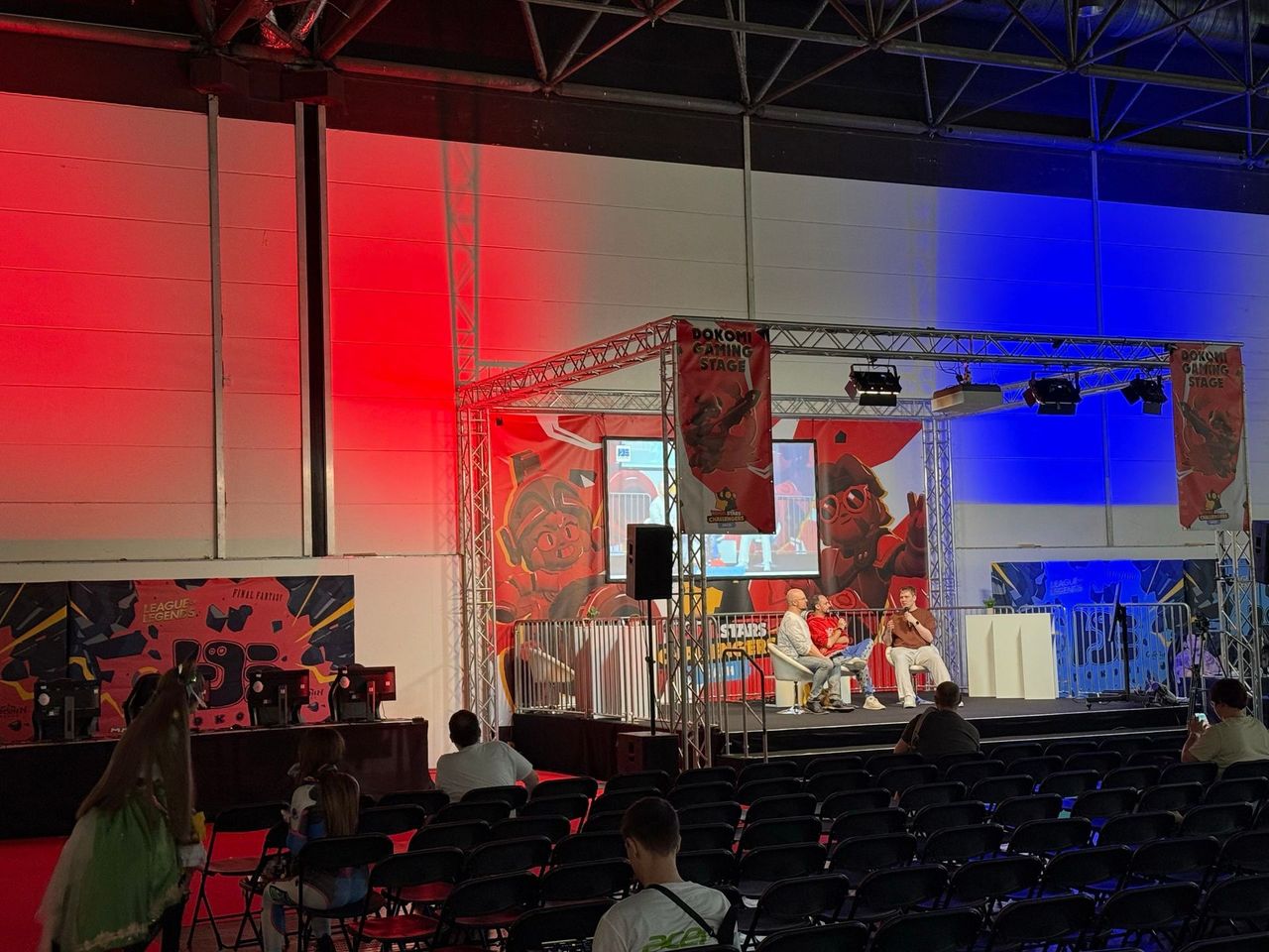 Wide shot of the Dokomi Gaming Stage with audience