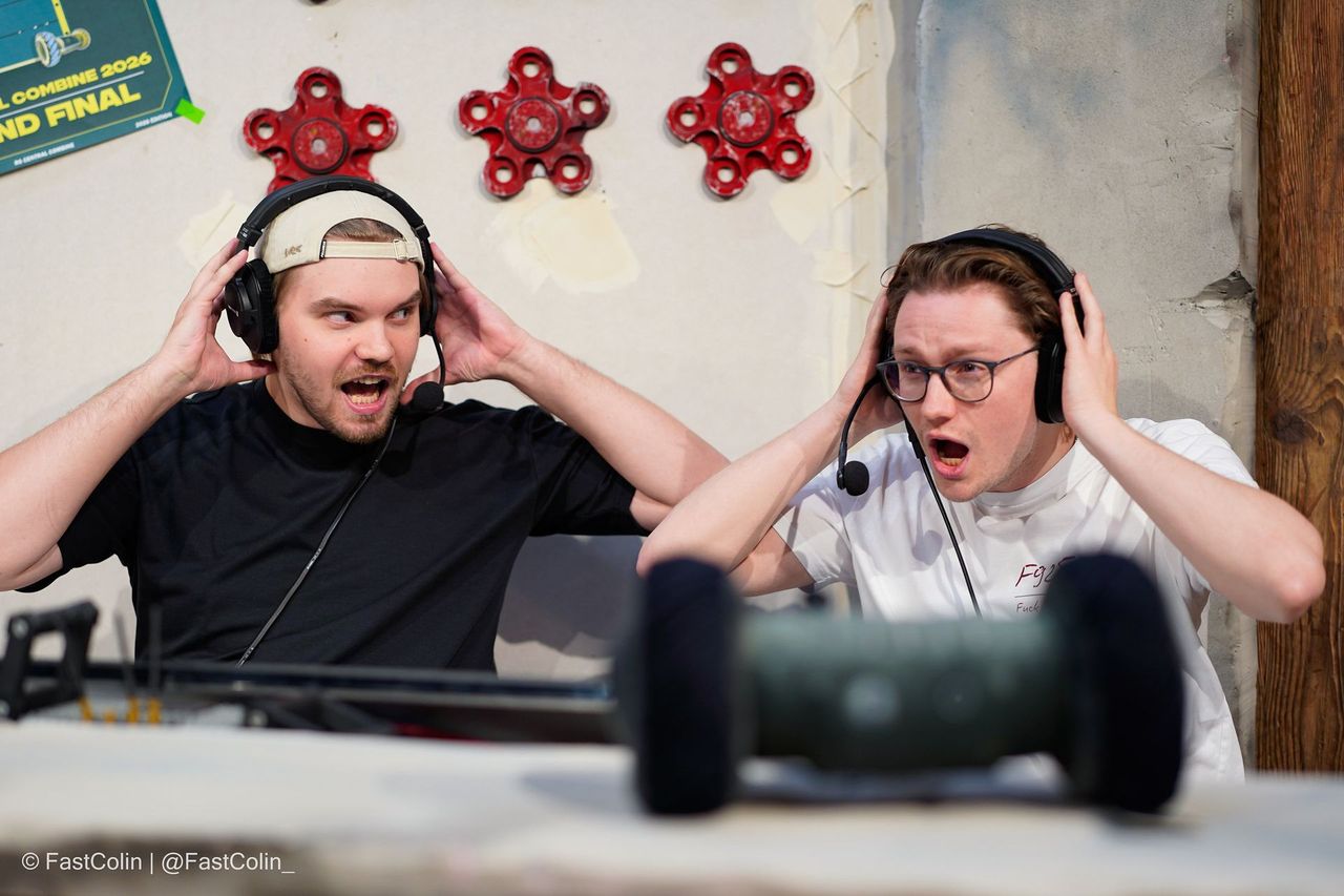 Two players reacting emotionally to a play