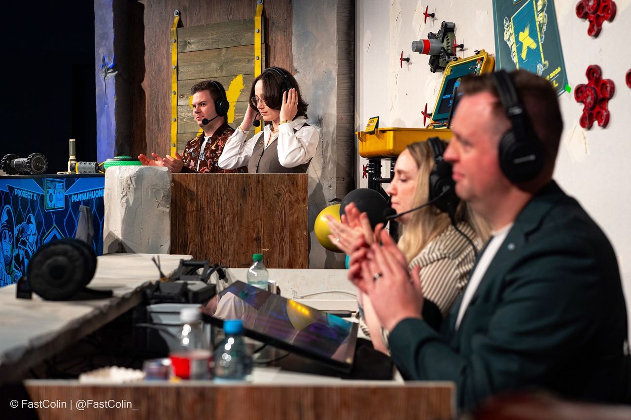 Caster and analyst desk during a live stream production