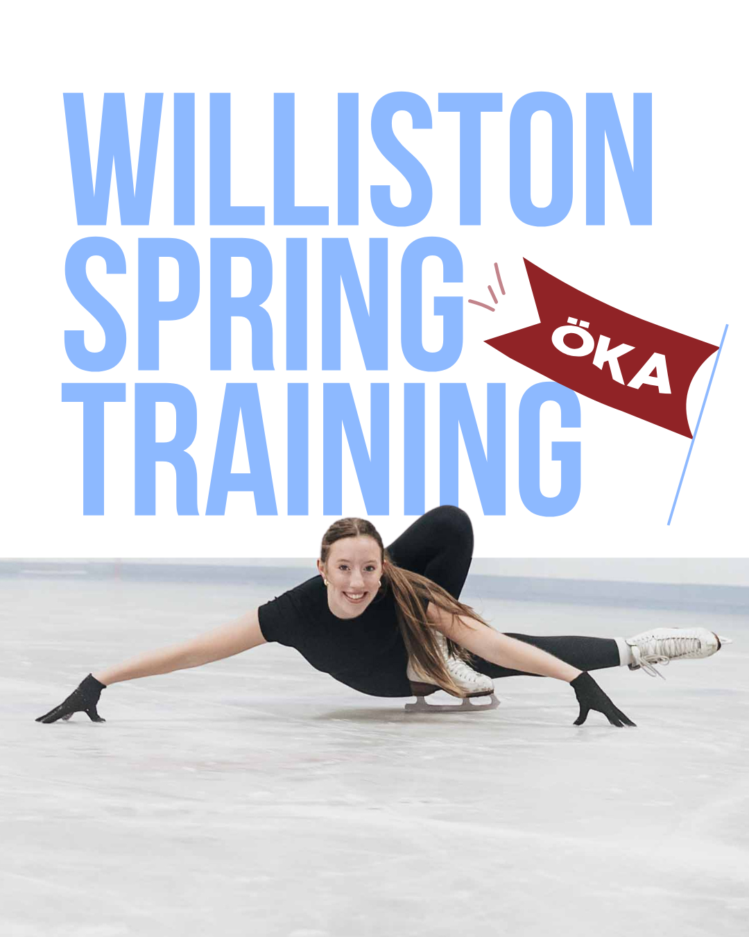 A woman doing a flexible skating move.