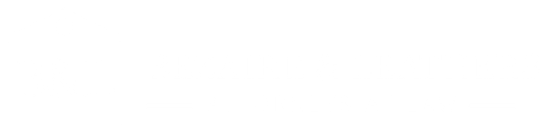 White outlined logo featuring an