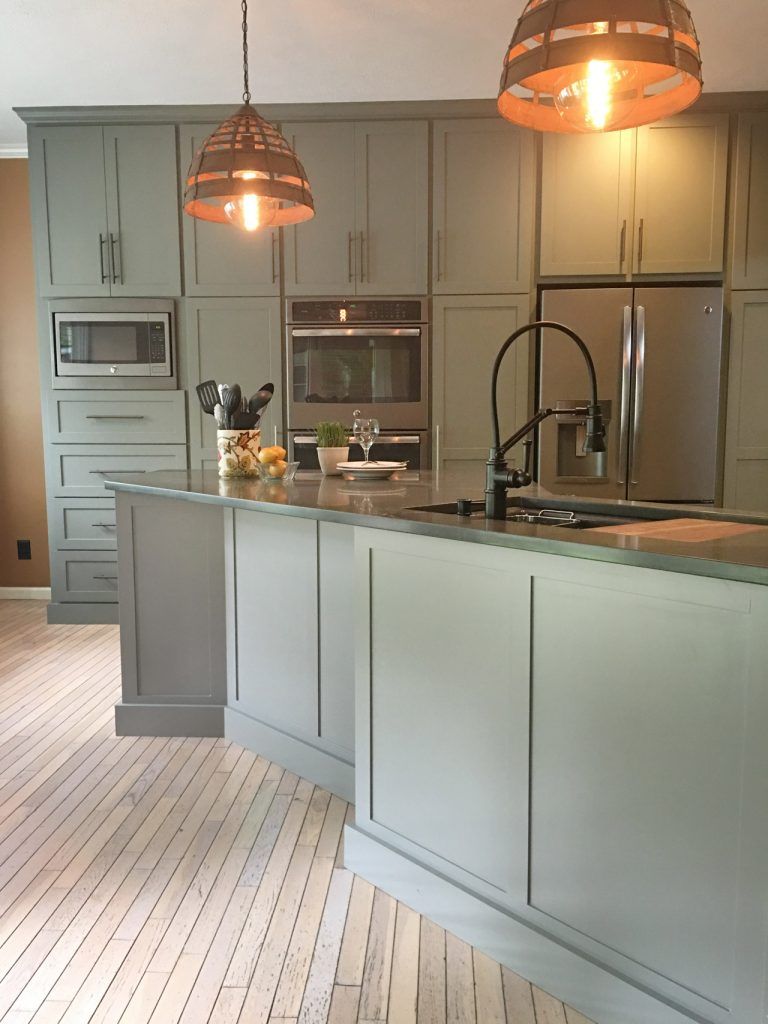 Kitchen With Gray Cabinets And A Large Island — Willard, MO — Bill’s Custom Woodworks