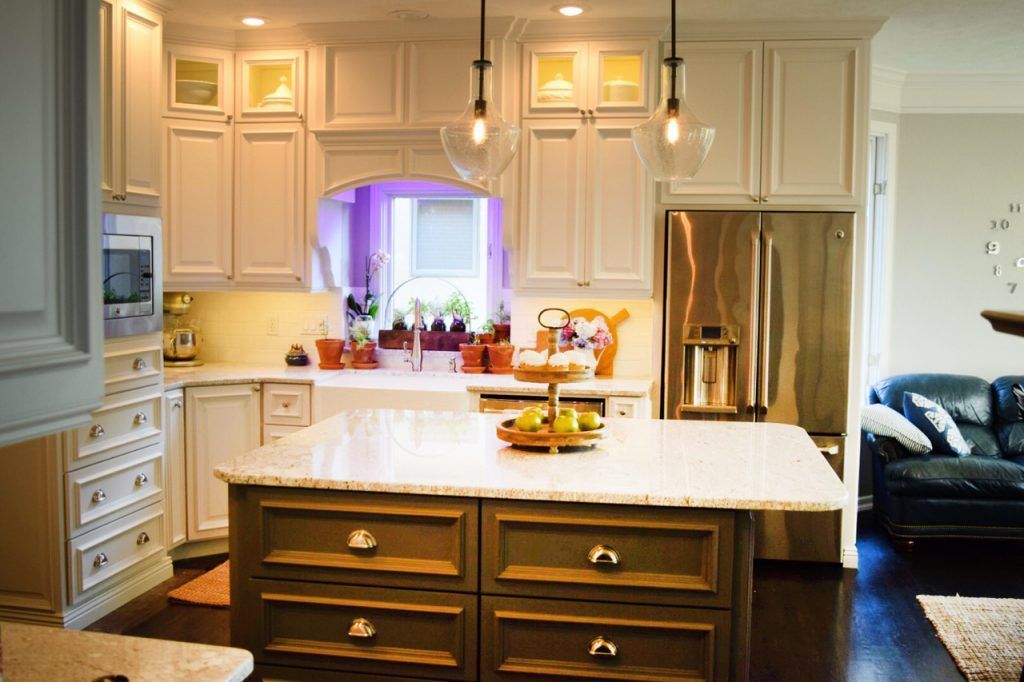 Kitchen With White Cabinets And A Large Island In The Middle — Willard, MO — Bill’s Custom Woodworks