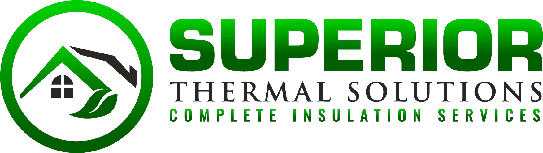 Logo for Superior Thermal Solutions: green text on white, green circle with house and leaf icon.