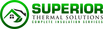 Logo for Superior Thermal Solutions: green text on white, green circle with house and leaf icon.