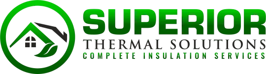 Logo for Superior Thermal Solutions: green text on white, green circle with house and leaf icon.