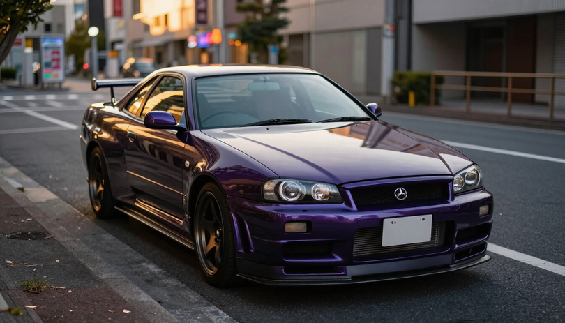 Midnight Purple R34 Nissan Skyline GT-R in Yokohama