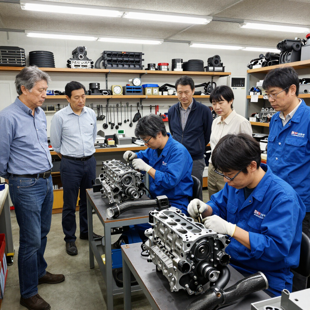 Group tour in engine shop