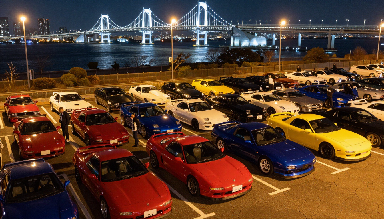 Daikoku PA JDM car meet at night
