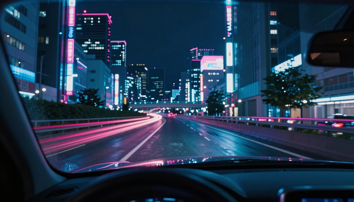 Night cruise on the Shuto expressway