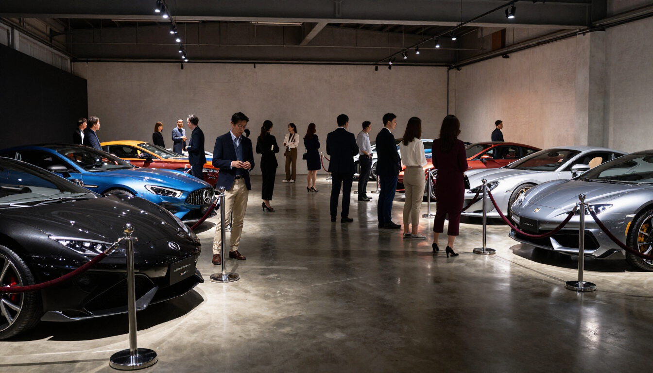 VIP private automotive event in Tokyo warehouse