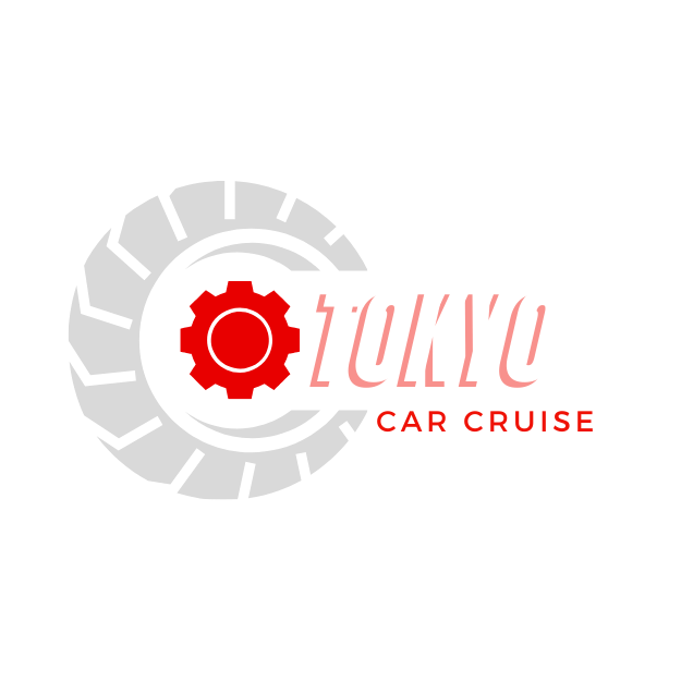 Red and gray car cruise logo with a tire gear icon and stylized text on white background