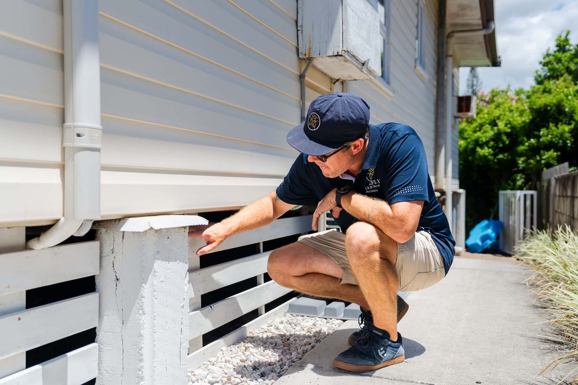 A man is measuring a cabinet with a tape measure in a kitchen.