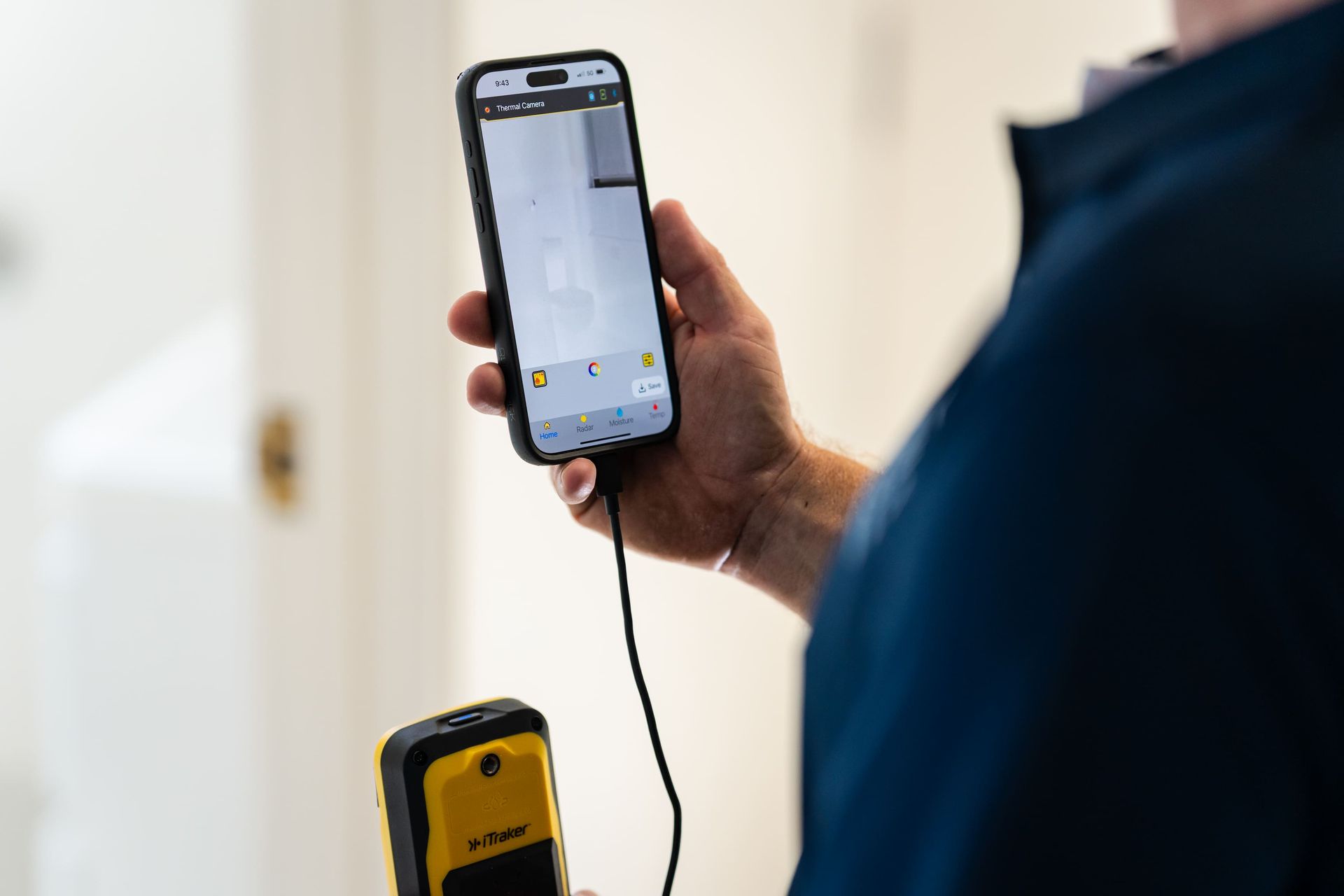 A man is holding a cell phone in his hand.