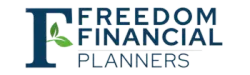 The logo for freedom financial planners has a green leaf on it.