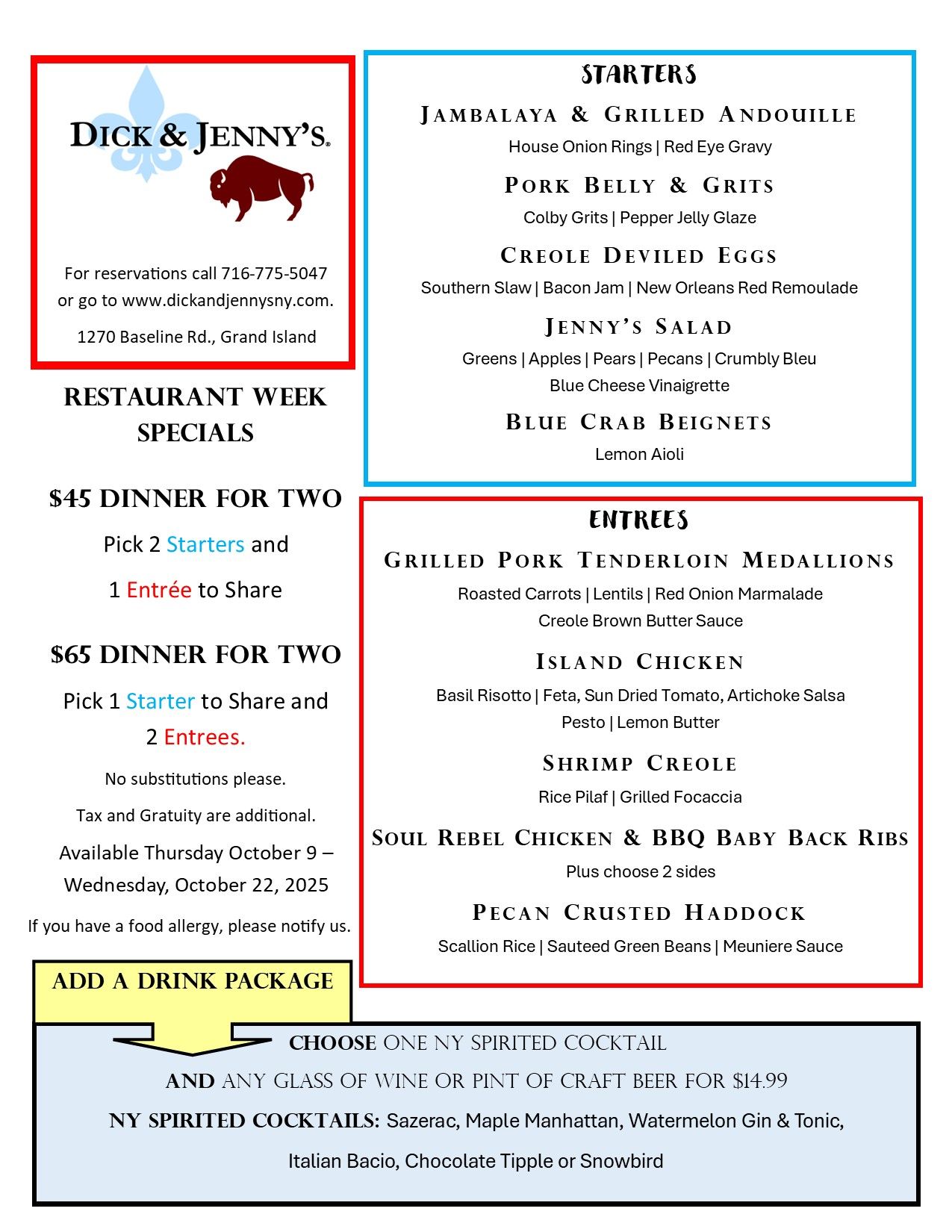 local restaurant week menu