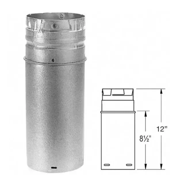 Silver metal duct collar with dimensions shown: 12