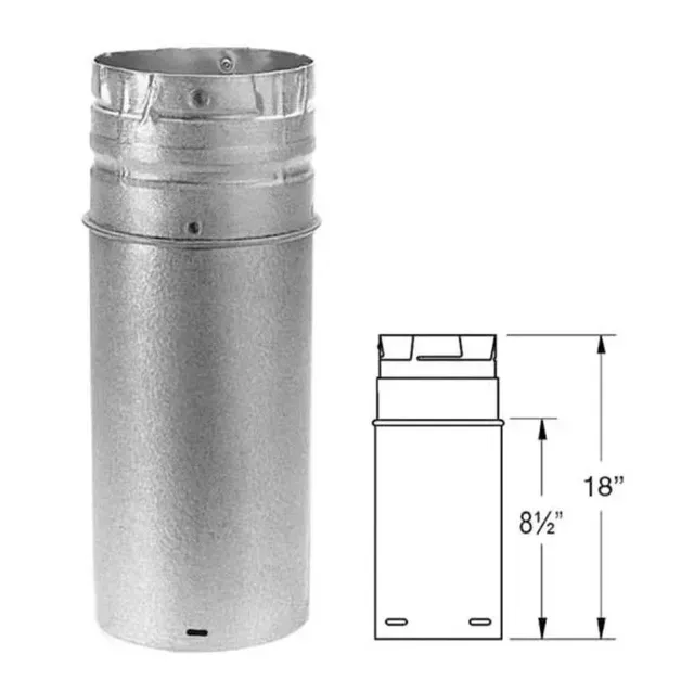 Metal cylindrical vent cap shown with dimension diagram labeled 18
