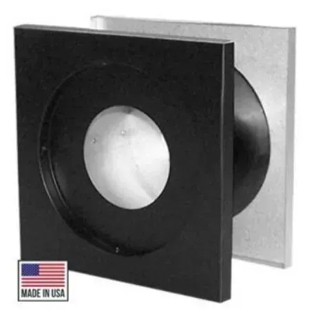 Black recessed ceiling speaker with square grille and a small “Made in USA” label