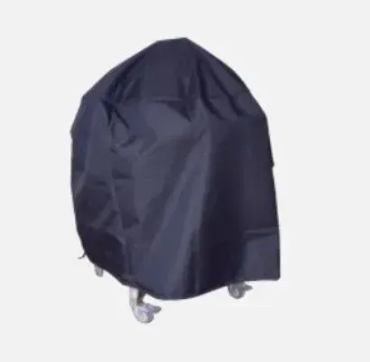 Dark navy cover draped over a wheeled object, likely a grill or cart.