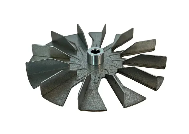 Metal impeller blade with a central hub, shown on a white background