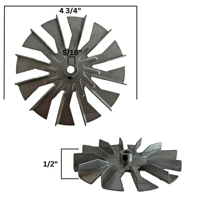 Black metal fan blade with 4 3/4