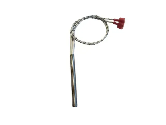 Metal ice pick with a coiled wire handle and red plastic grip