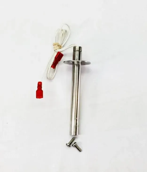 Metal cylindrical tool with clear tubing, red cap, and two small screws on a white background