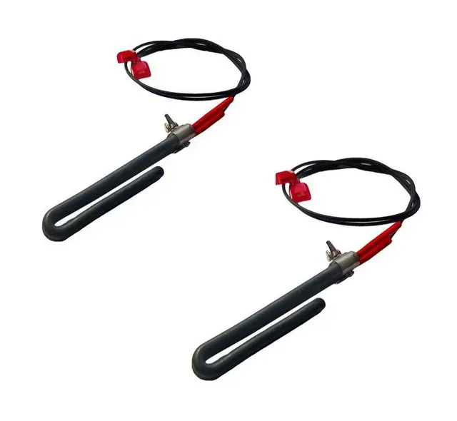Two black-and-red heated wire loop tools with metal handles on a white background