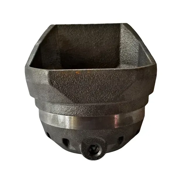 Dark gray metal square socket attachment with a hex opening and black lower base