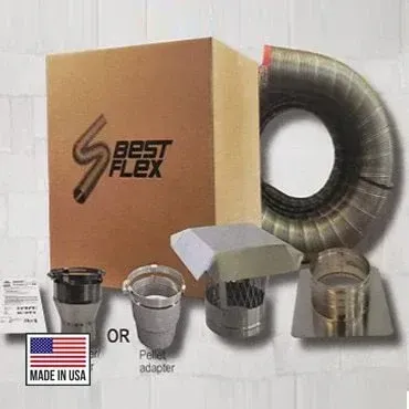 Bestflex duct kit box with flexible hose, metal fittings, and “Made in USA” label