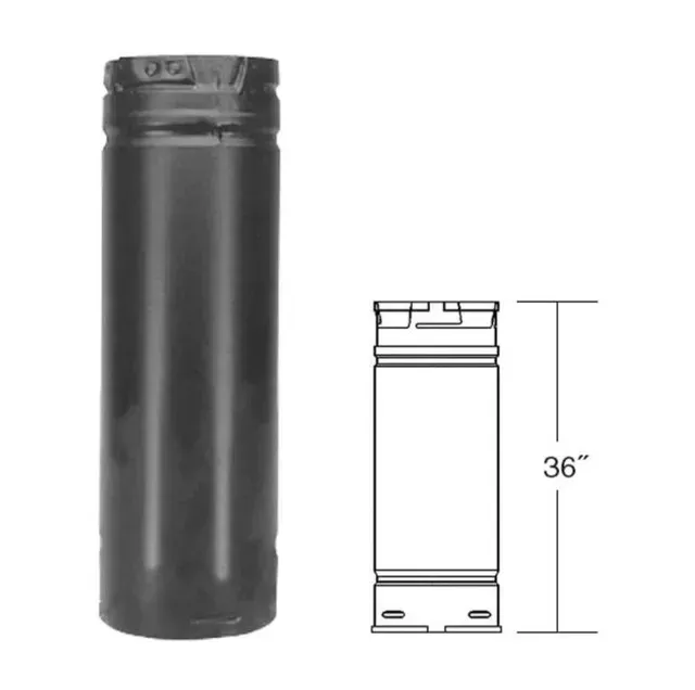 Black cylindrical container beside a 36-inch technical side-view diagram