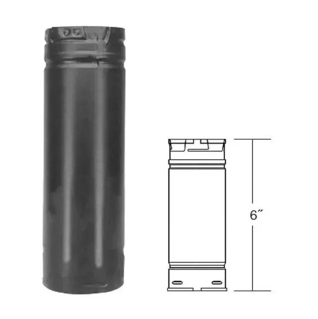 Black 6-inch cylindrical bottle shown with a simple side-view dimension drawing