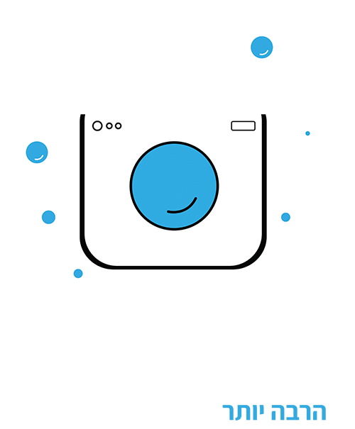 מכונת כביסה עם דלת כחולה ובועות, הטקסט למטה אומר 