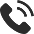 Gray telephone handset with sound waves.