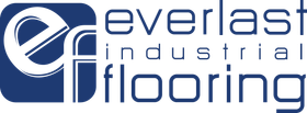 Everlast Industrial Flooring logo with blue and white stylized “e” icon and text