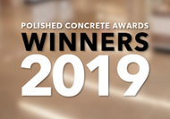 Polished Concrete Awards winners 2019 text on a blurred tan background
