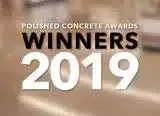 Polished Concrete Awards winners 2019 text on a metallic bronze background