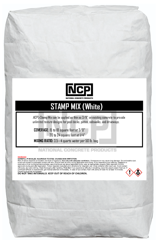 a bag of stamp mix from national concrete products