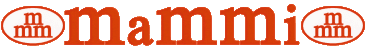 Logo del marchio Mammi. Il testo è in rosso, incorniciato da due ovali contenenti la scritta