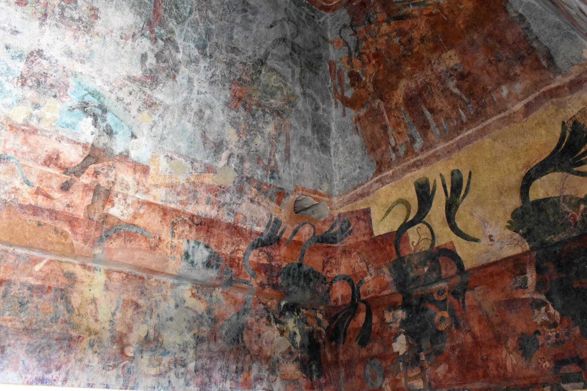 Pintura en la pared de la Zona Arqueológica de Palenque