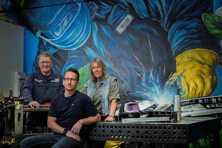 Hidde van Kessel, John van Bemmel en Anke Vos in Het LasLokaal van Willems Boven-Leeuwen