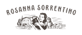 Logo di Rosanna Sorrentino con illustrazione di una donna e di un edificio classico in bianco e nero.