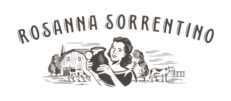 Logo di Rosanna Sorrentino con illustrazione di una donna e di un edificio classico in bianco e nero.