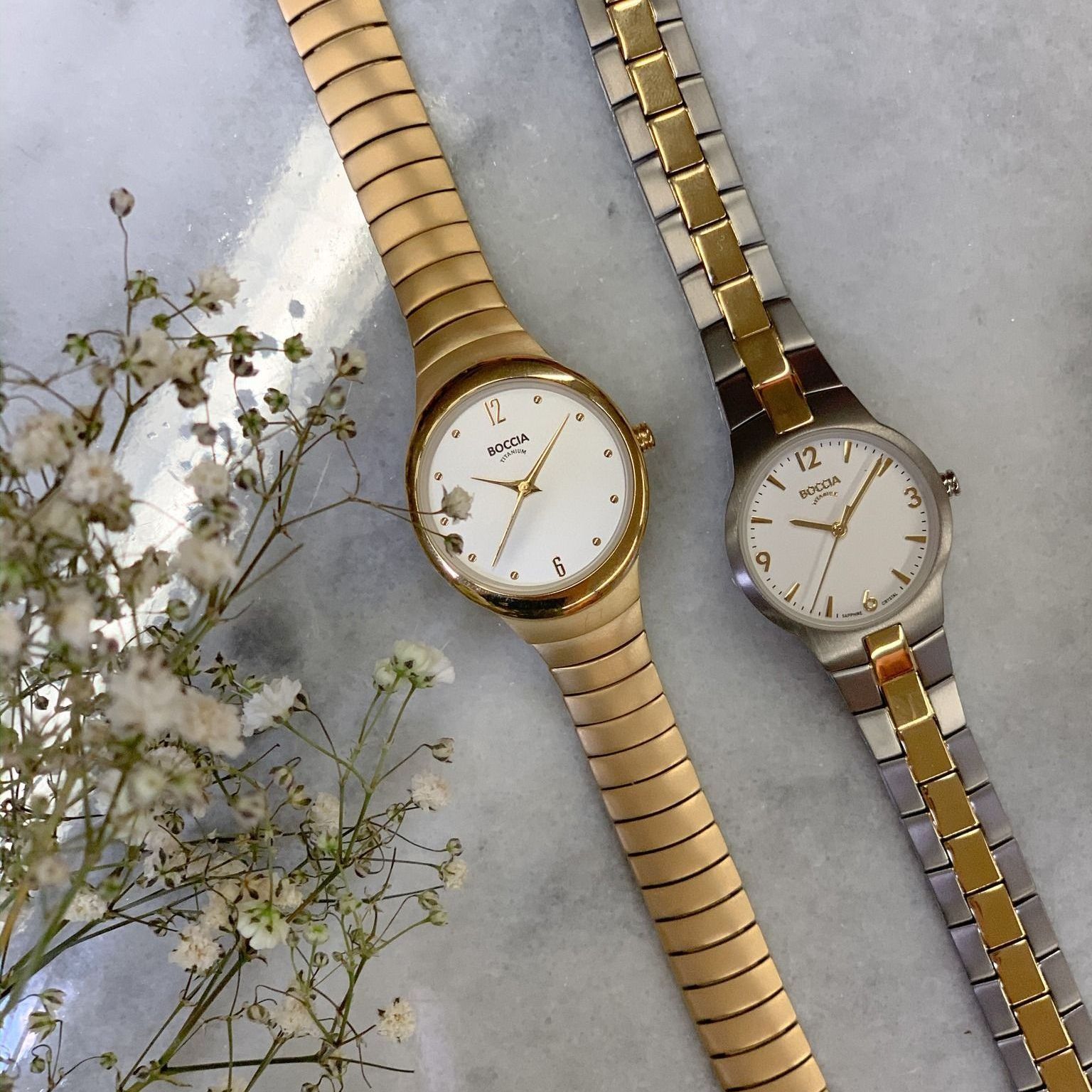 2 titanium en titanium vergulde Horloges van het horloge en sieradenmerk boccia